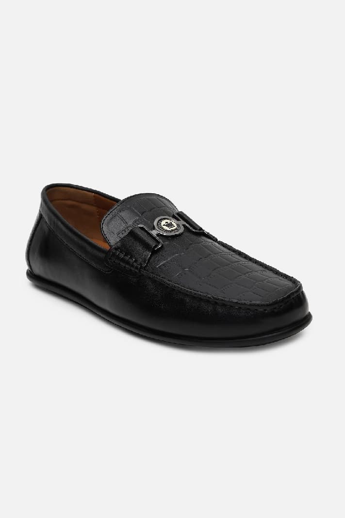 Men's Leather Black Formal Slip-On Shoes