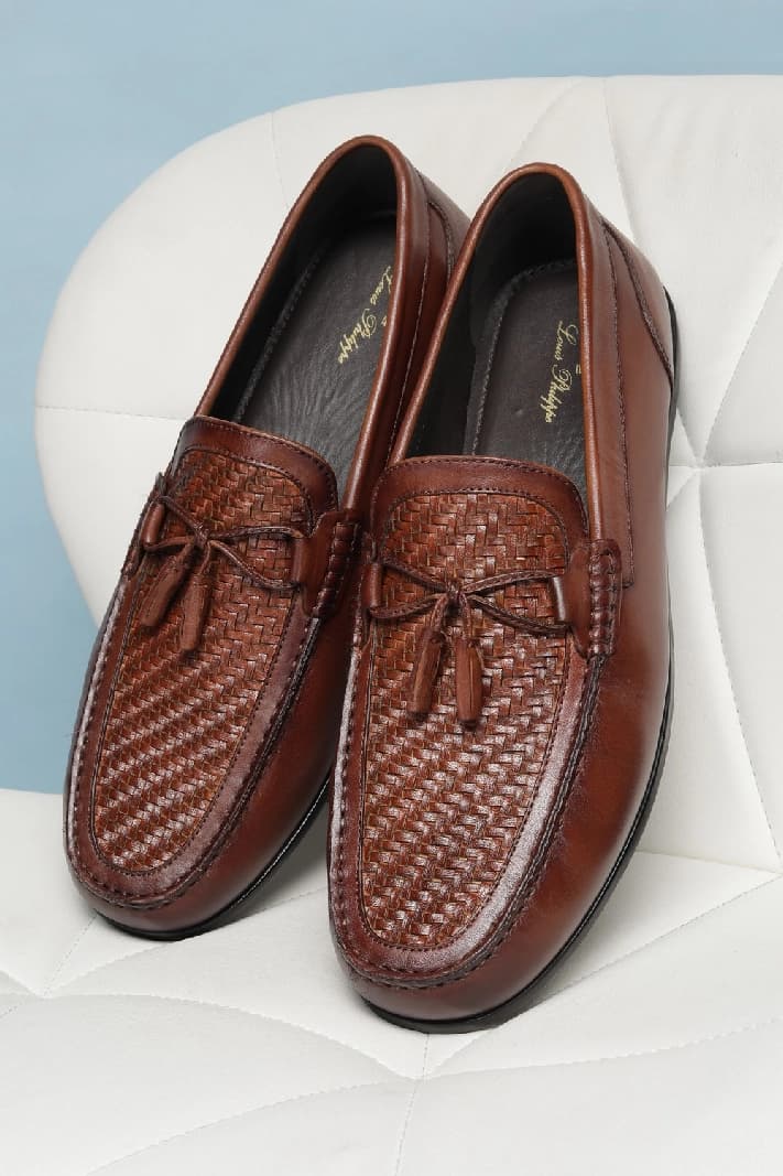 Men's Leather Tan Formal Moccasins Shoes