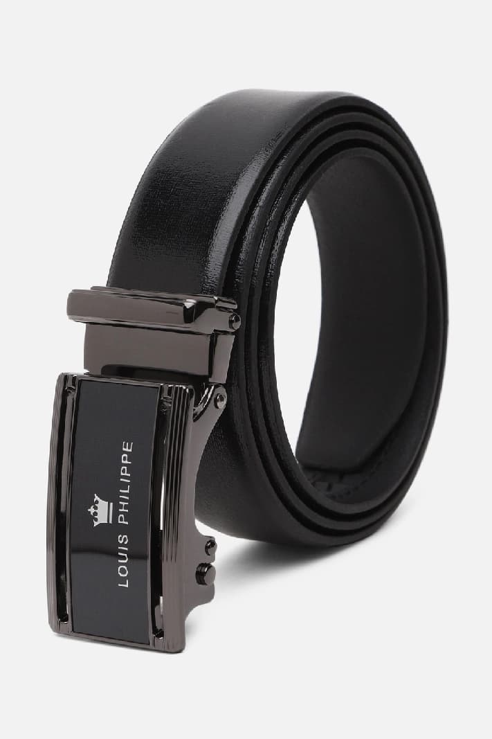 Men's Black Non Reversible Formal Leather Solid Belt