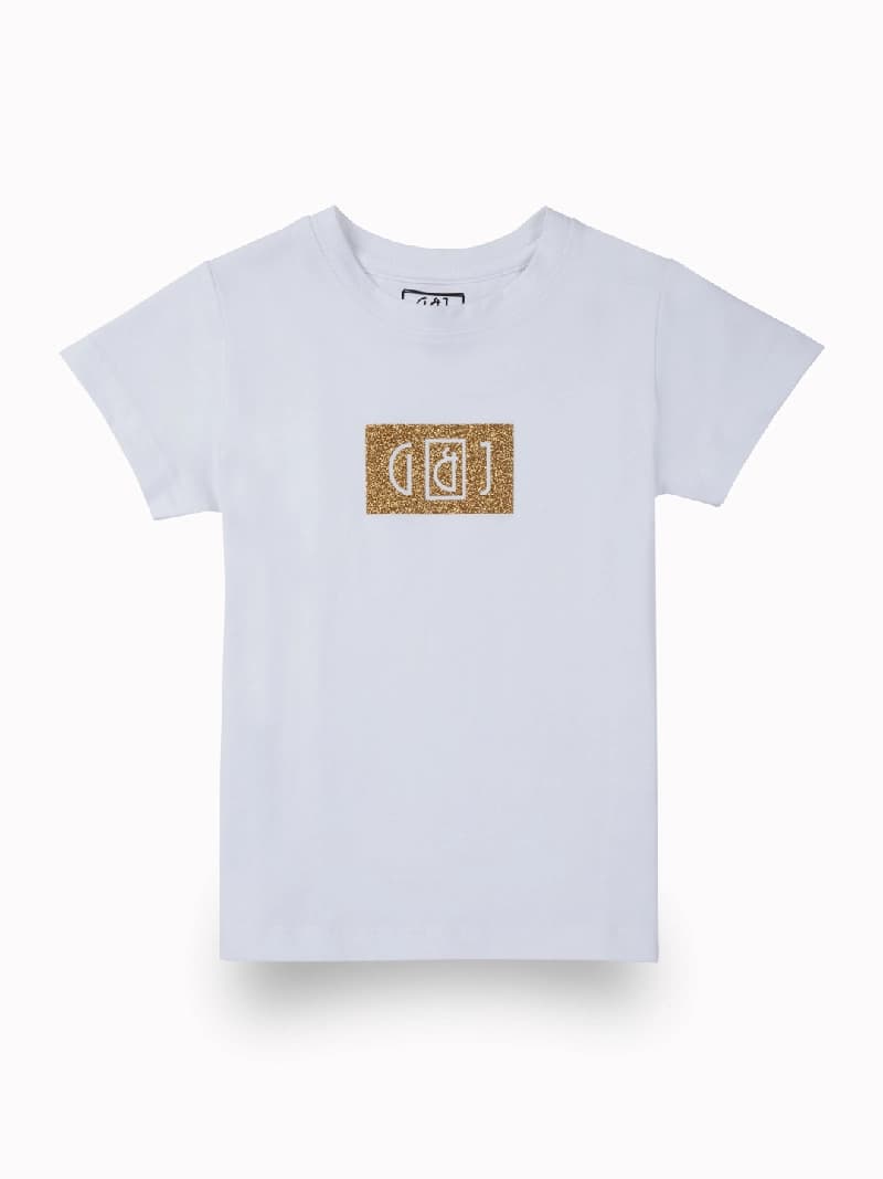 Girls White Casual Regular Fit Typography Half Sleeves Top