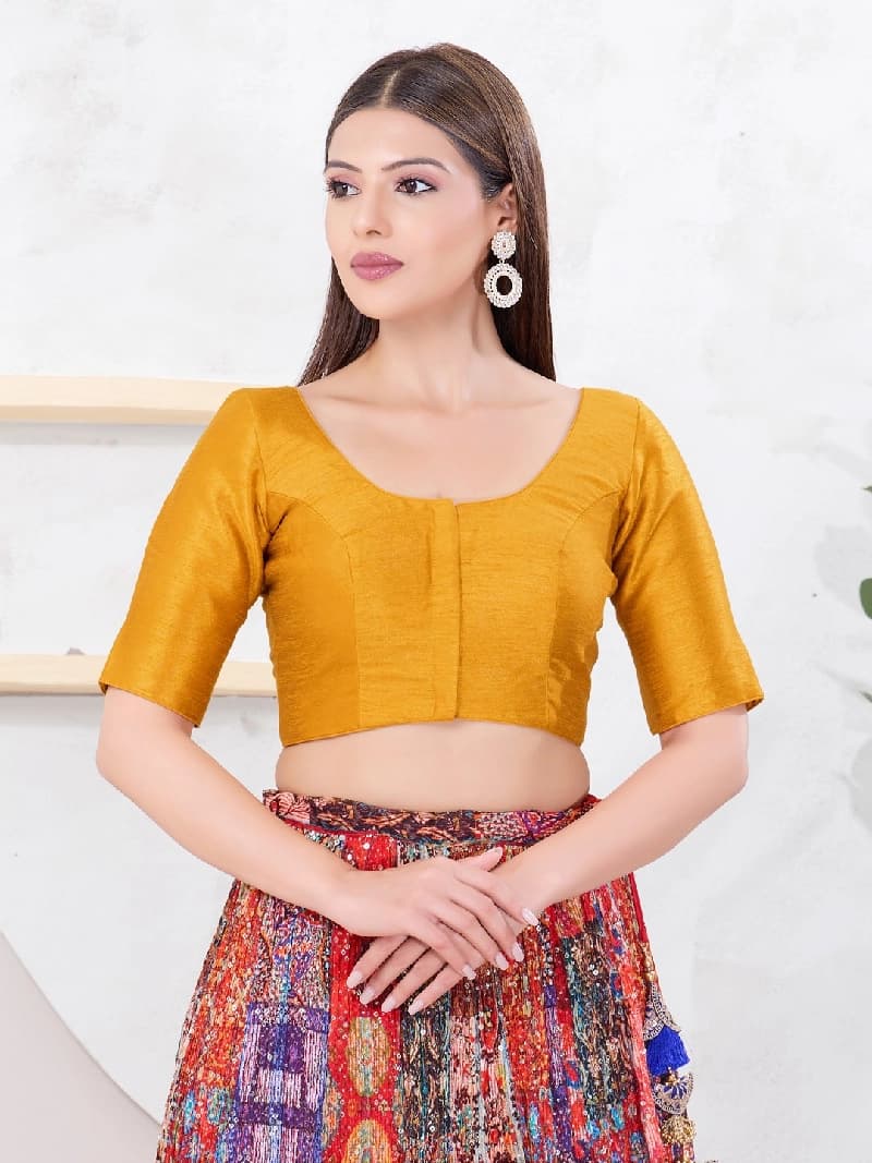 Women's Yellow Festive Solid Regular Fit Blouse