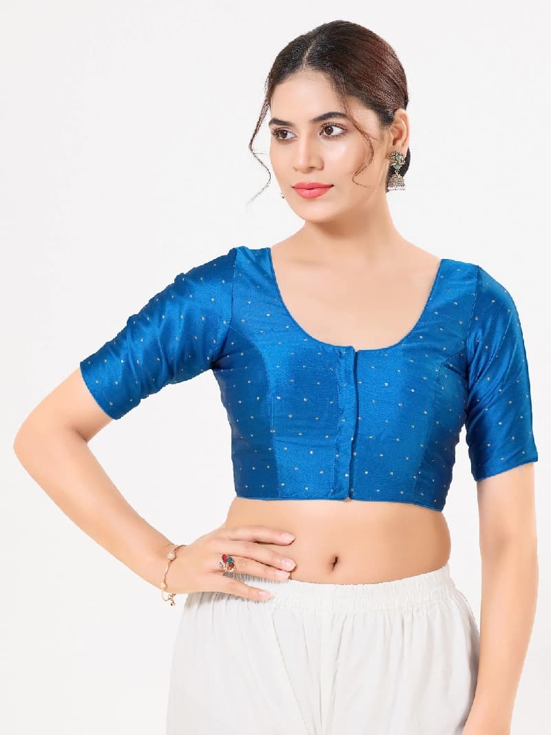 Women's Blue Festive Solid Regular Fit Blouse