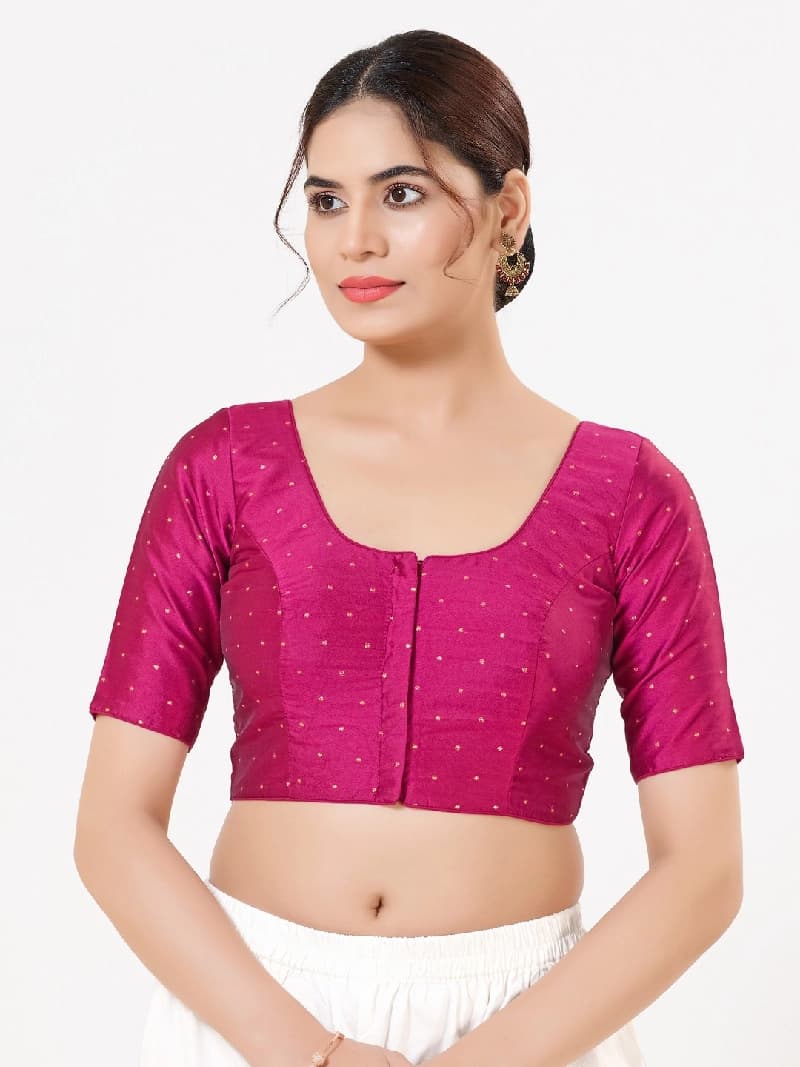 Women's Pink Festive Solid Regular Fit Blouse