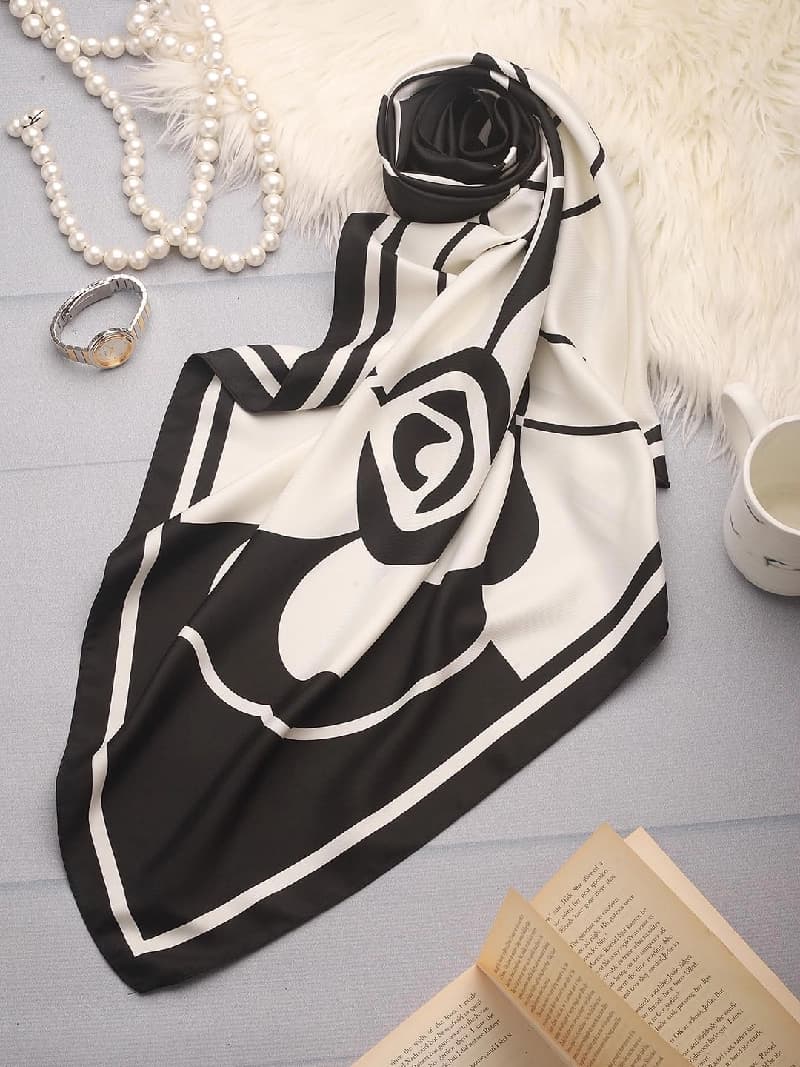 Women's Multicolor Casual Square Satin-Twill Scarf