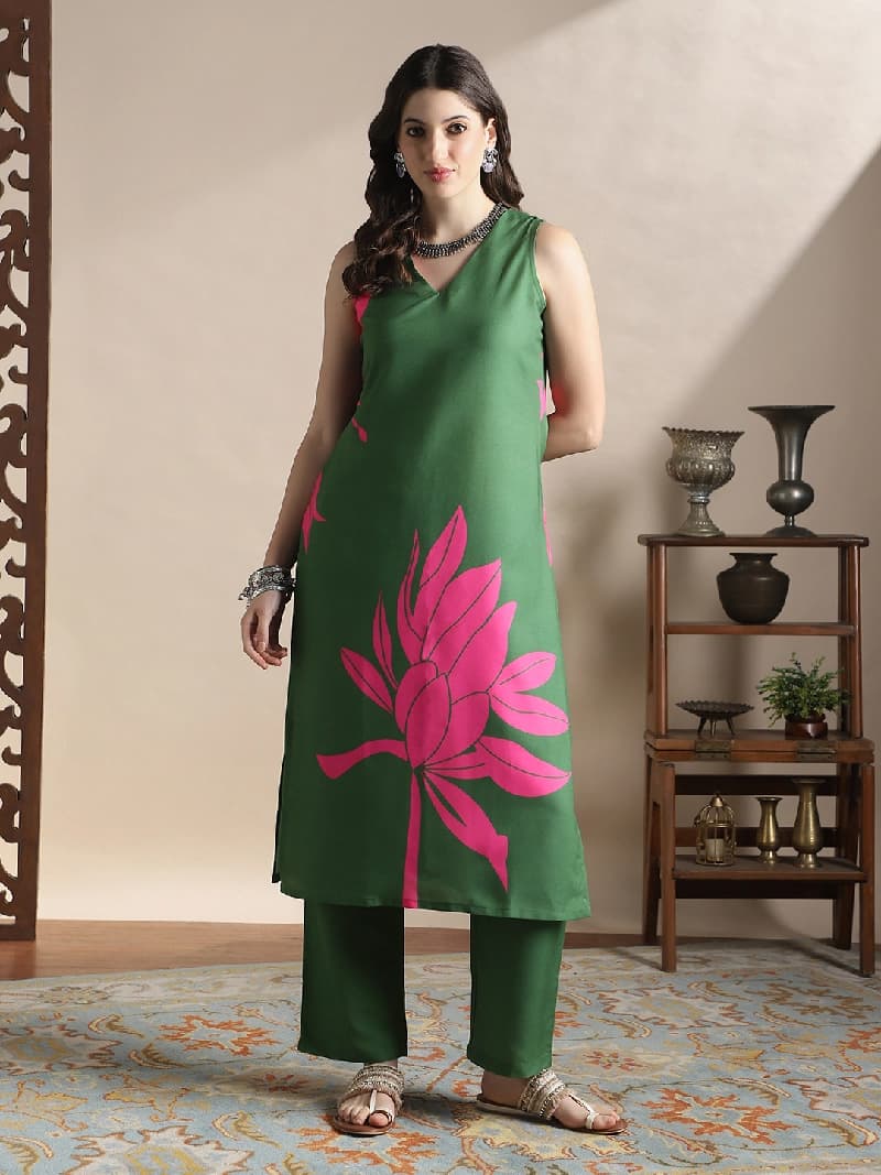 Women's Green Casual Kurta Set