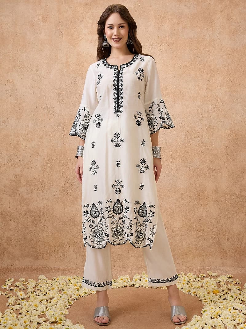 Women's Off White Casual Kurta Set