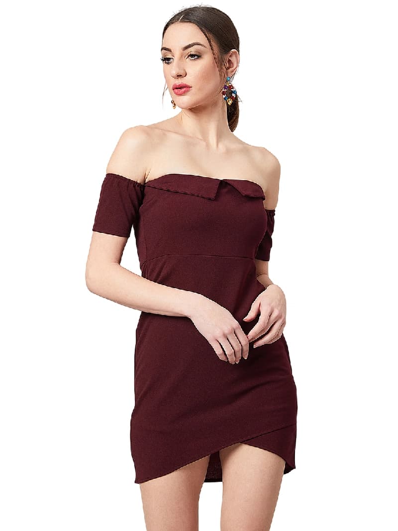 Women's Red Casual Solid Regular Fit Dress