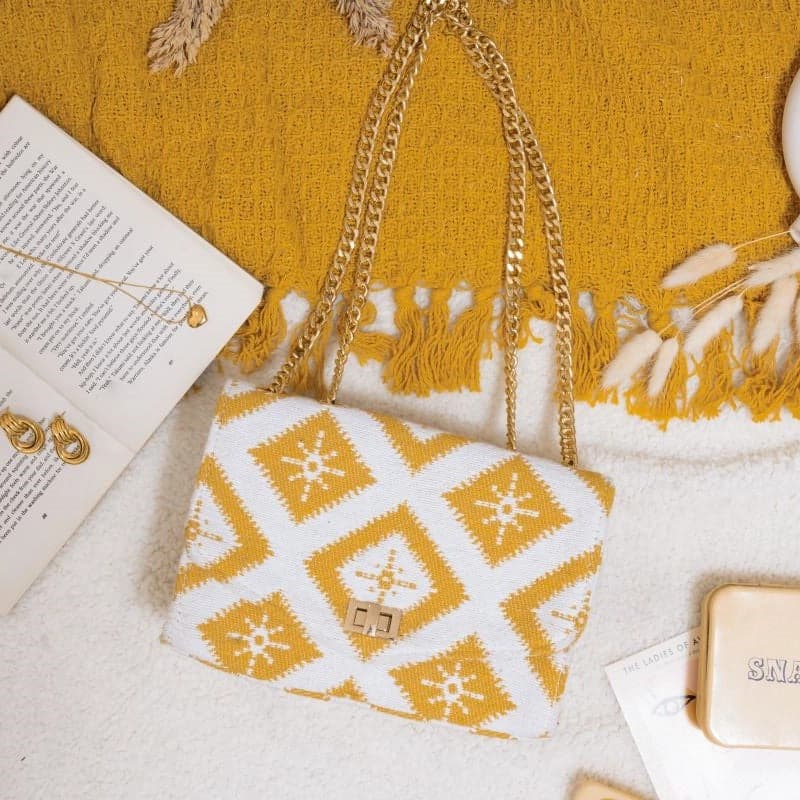 Women's Yellow Stardust Sparkle Go Social Sling Bag