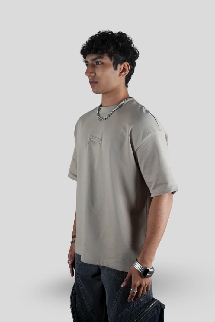 Unisex Brown Casual Printed Oversized Fit Tshirt