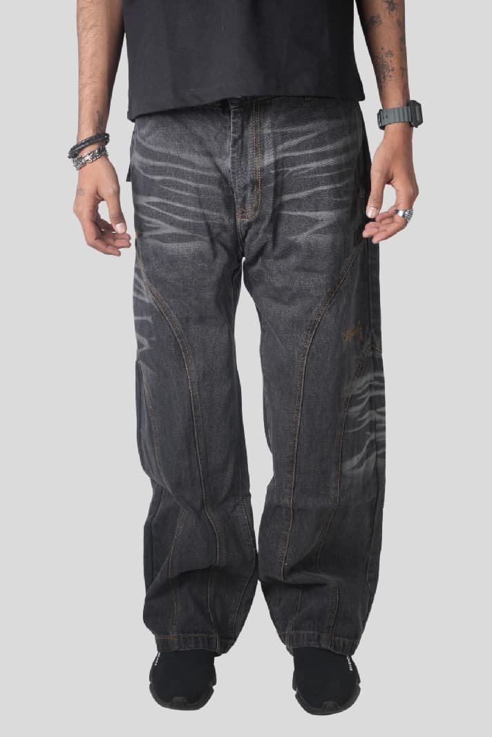 Unisex Black Casual Solid Regular Fit Jeans