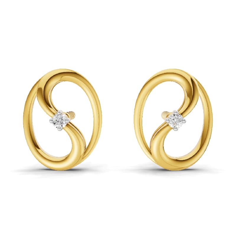 Women's Daily Wear 0.02 Carat Round Shape Yellow Gold Plated Twinkling Loop Fashion Diamond Earrings