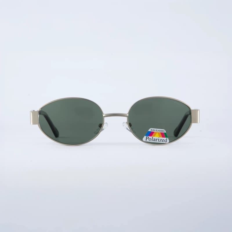 Unisex Silver and Black Polarised Lens Oval Sunglass Aether Series