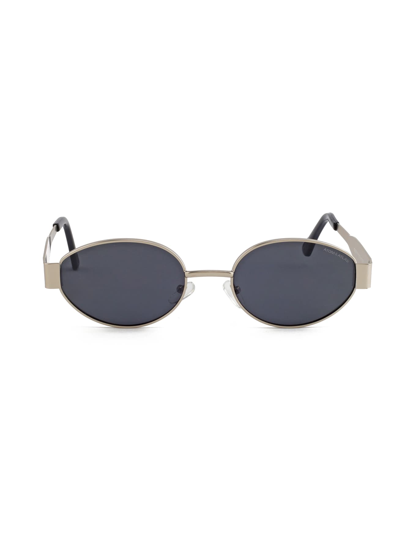 Unisex Silver and Black Polarised Lens Oval Sunglass Aether Series