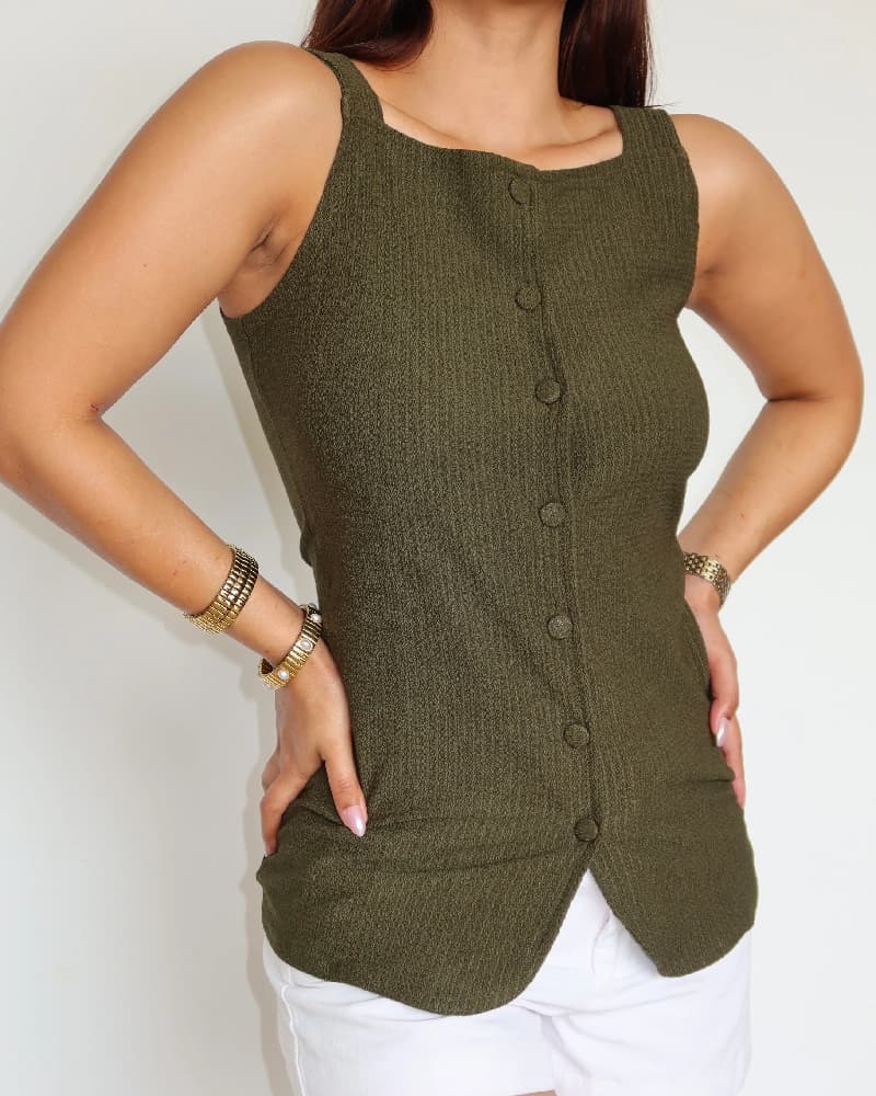 Women's Green Casual Solid Slim Fit Top