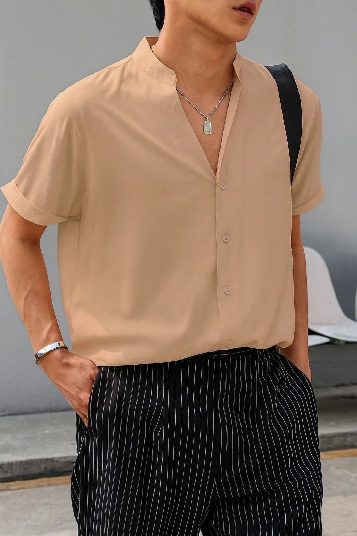 Men's Peach Casual Soft Tech Japan Shirt