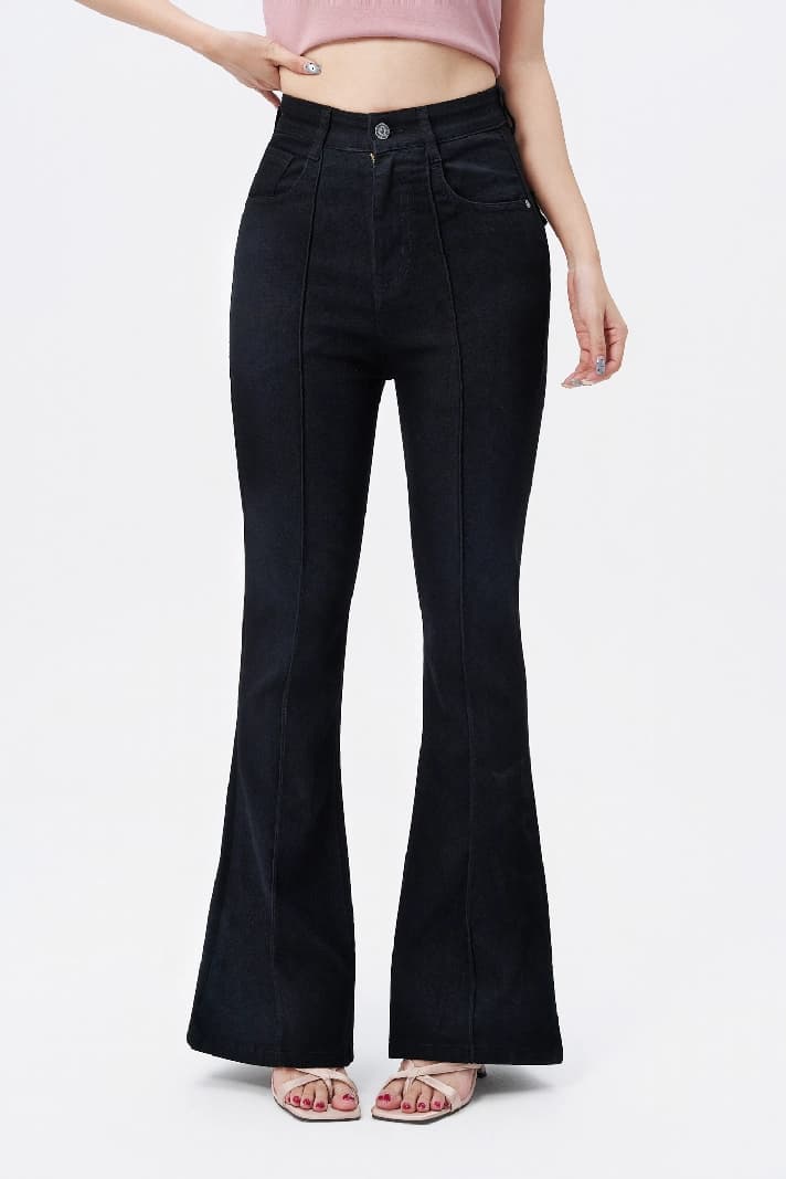 Women's Black Casual Solid Bootcut Fit Jeans