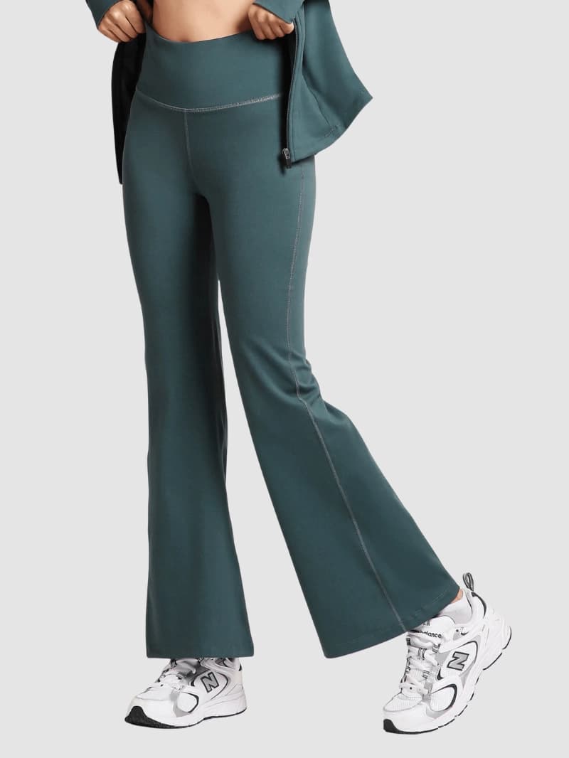 Women's Green Casual Solid Regular Fit Legging
