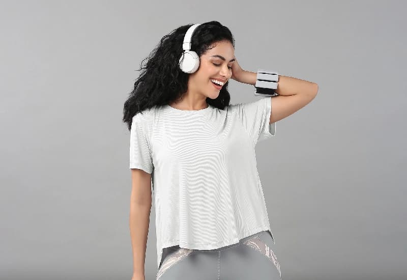 Women's Grey Casual Half Sleeves Top