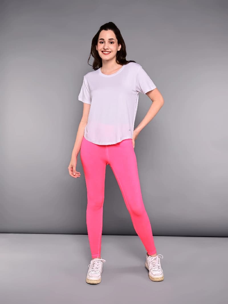 Women's White Sport Pilates Has Your Back Printed Half Sleeves Tshirt