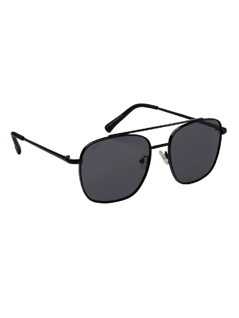 Unisex Black Casual Square Sunglass