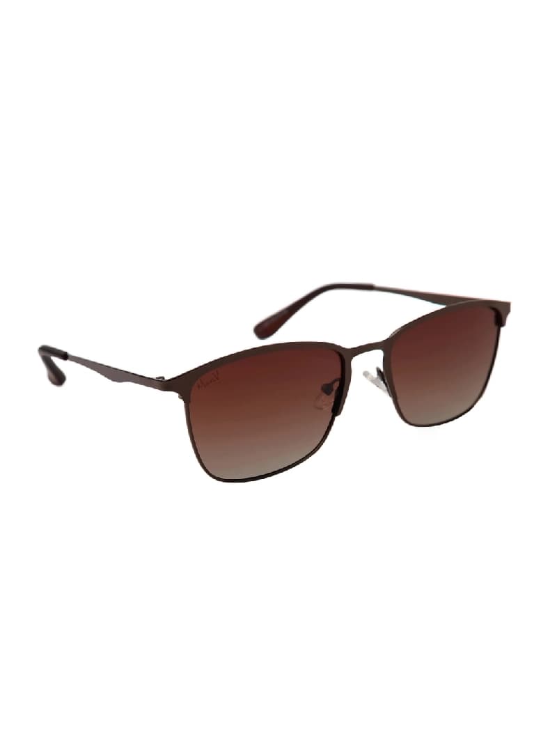Unisex Brown Casual Rectangle Sunglass