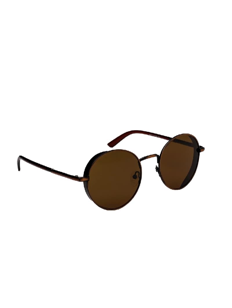 Unisex Brown Casual Round Sunglass