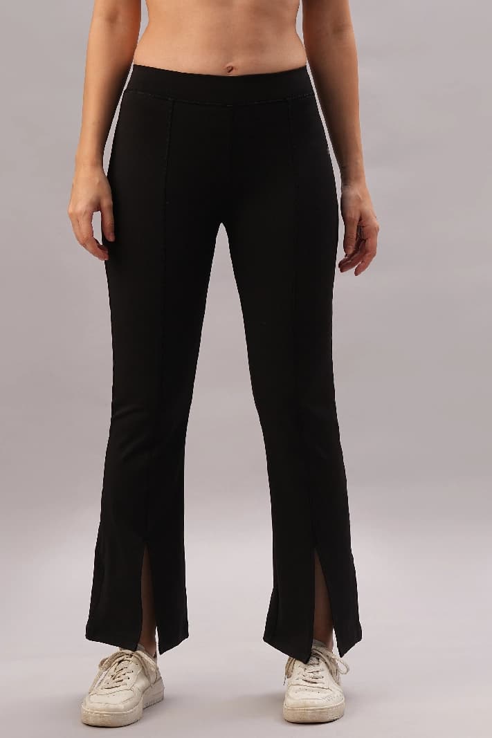 Women's Black Casual Slit Legging