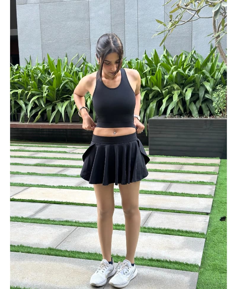 Women's Black Sports Glossy Skort