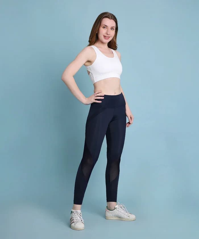Women's Blue Sports Solid Skinny Fit Legging