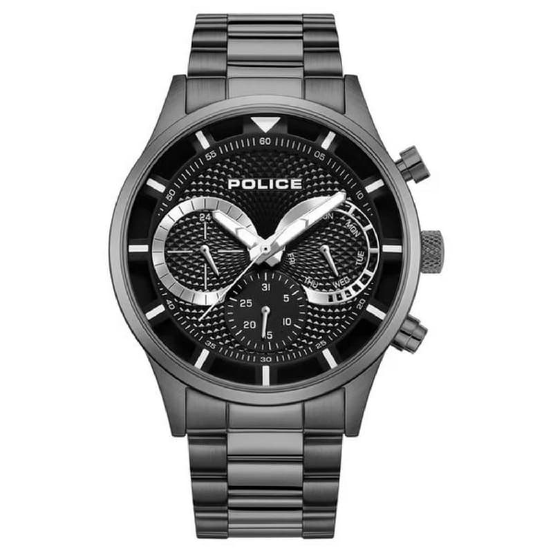 Men's Black Urban Rebel Dial Stainless Steel Strap Watch