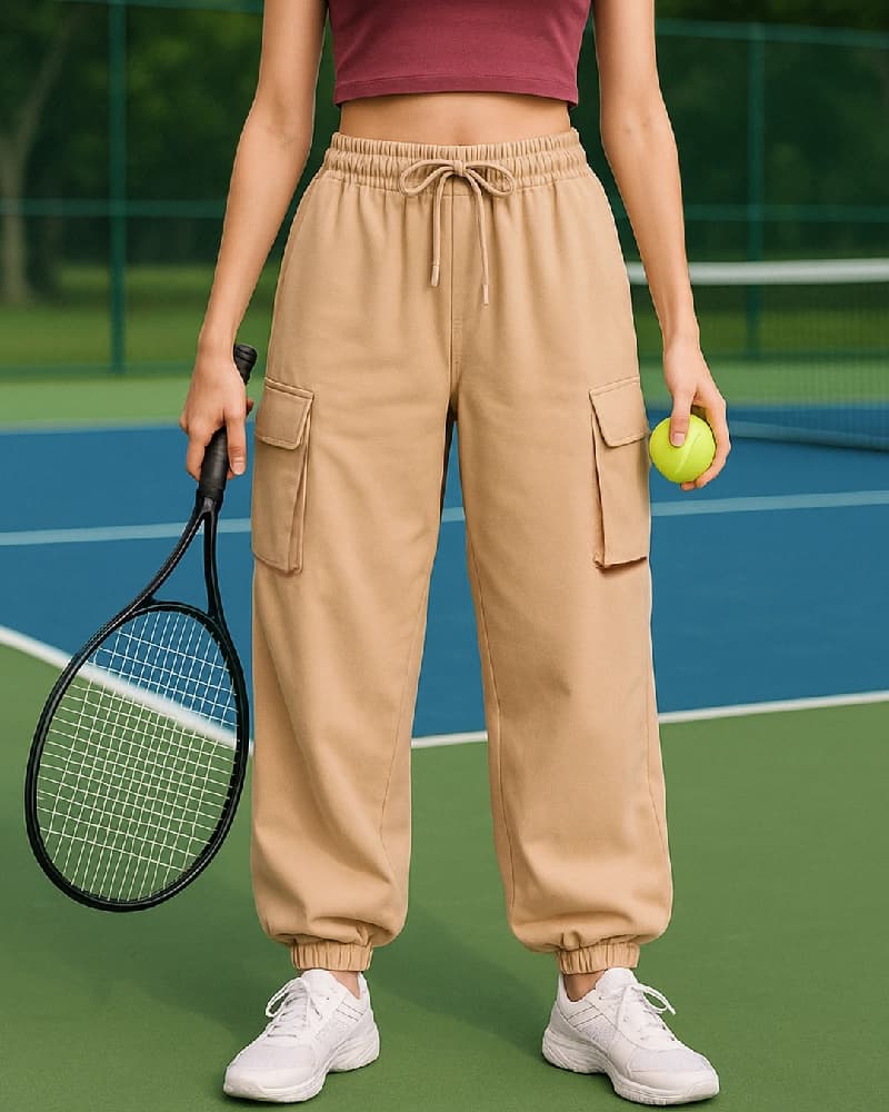 Women's Brown Casual Solid Baggy Fit Jogger