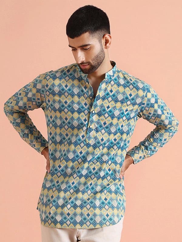 Men's Multicolor Casual Printed Regular Fit Kurta