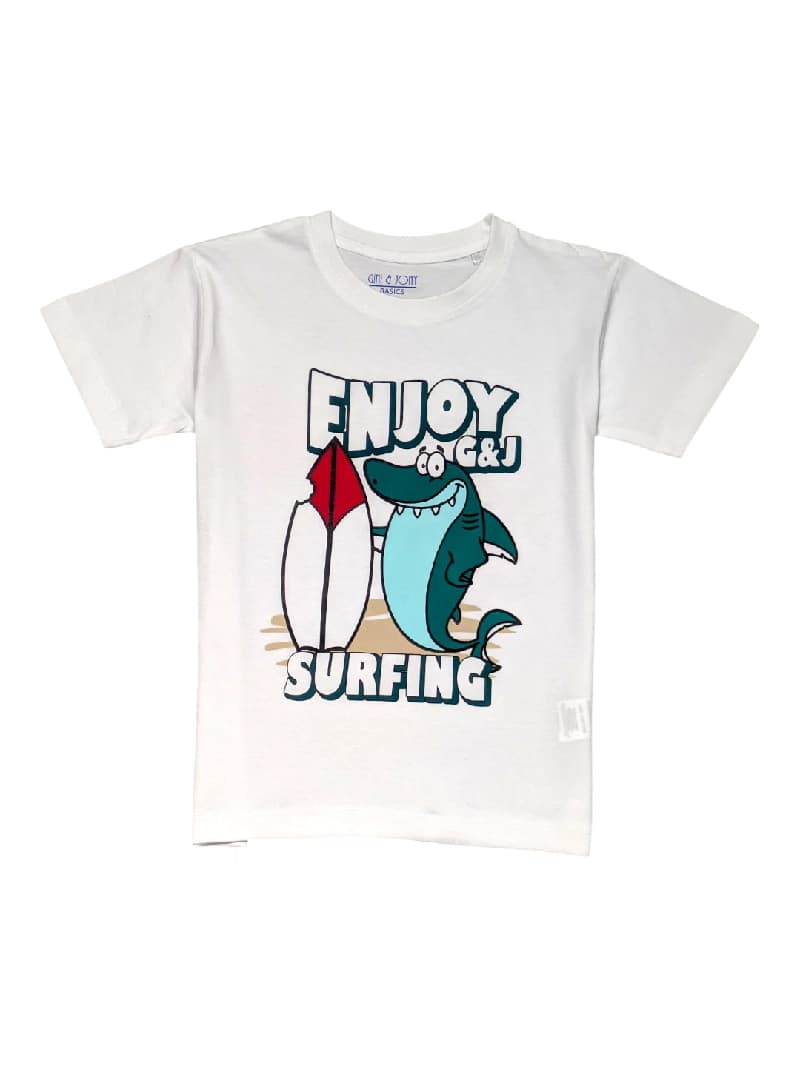 Boys White Casual Graphic Half Sleeves Tshirt