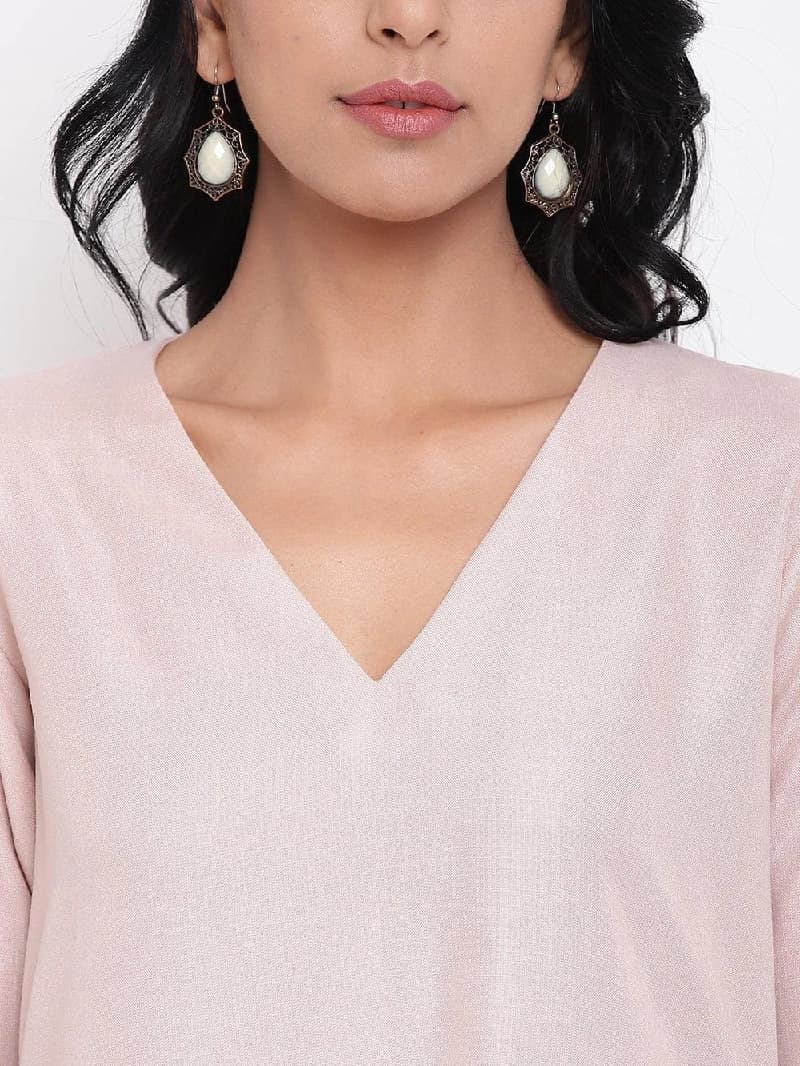 Women's Pink Casual Regular Fit Kurta Set