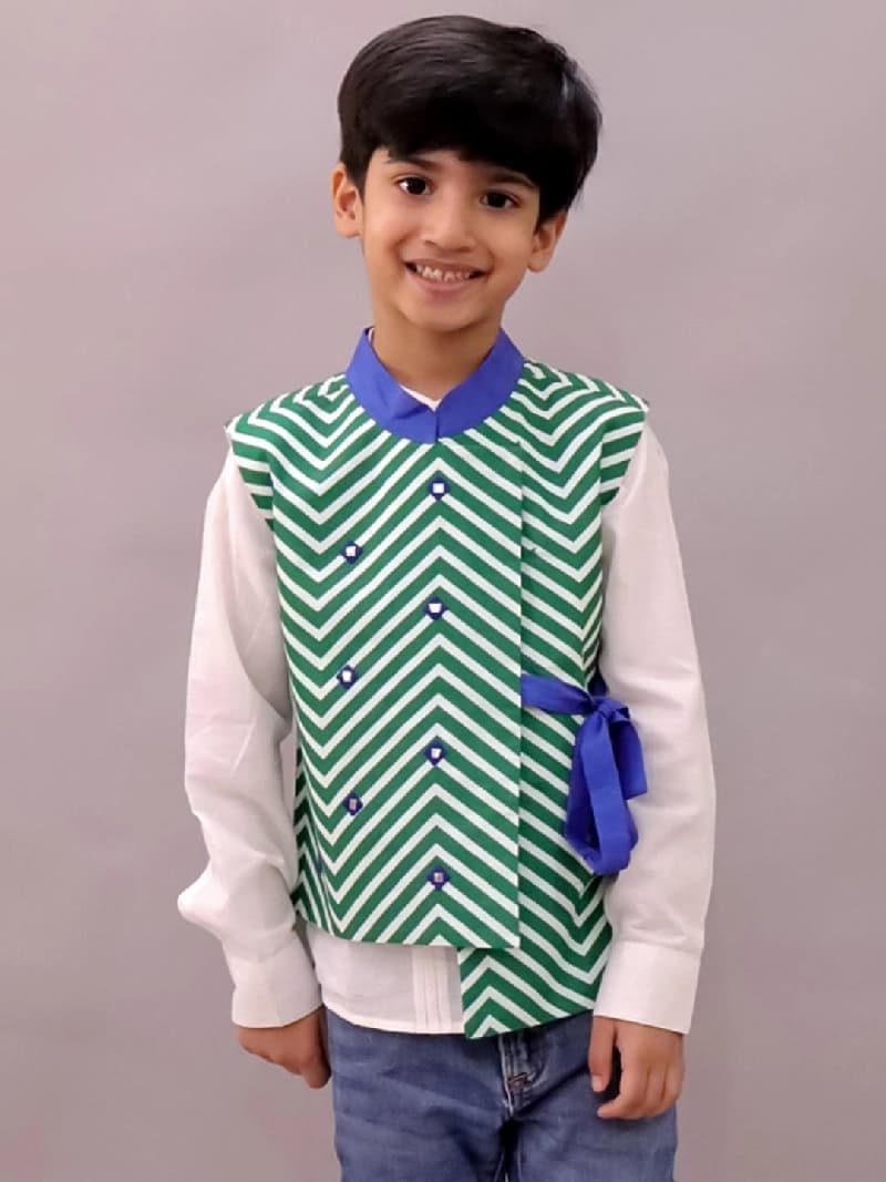 Boys Festive Shor-Gul Green Jacket