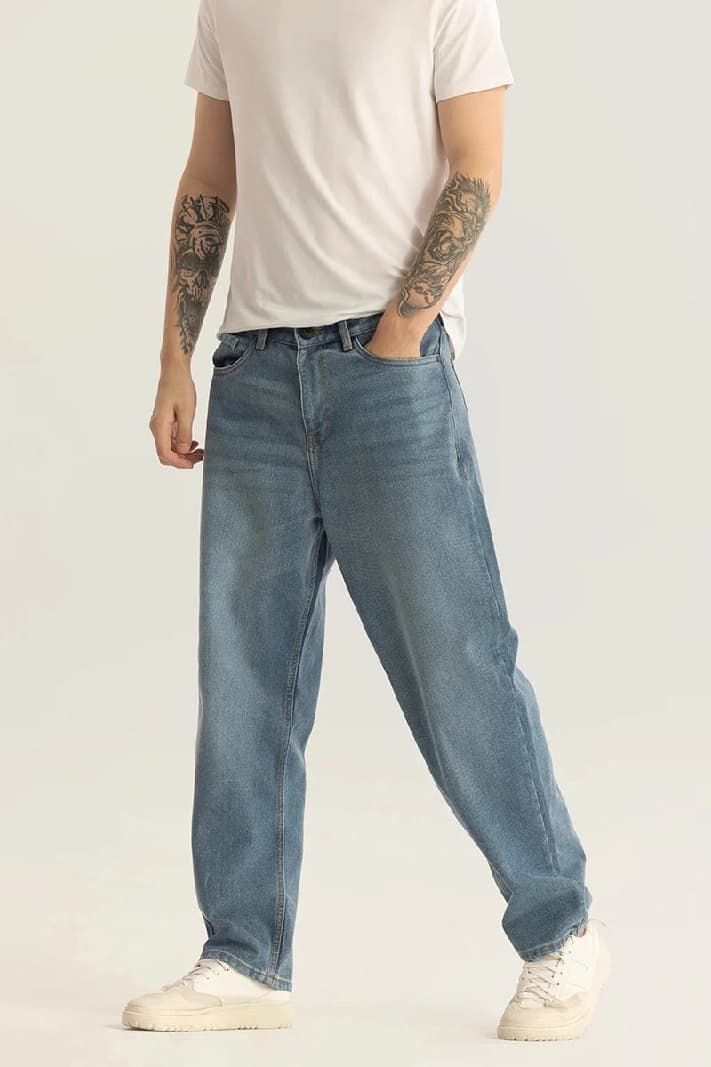 Men's Blue Casual Solid Regular Fit Jeans