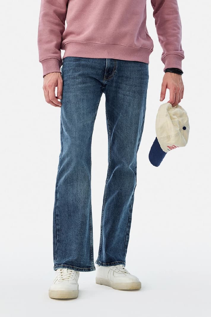 Men's Blue Casual Solid Bootcut Fit Jeans