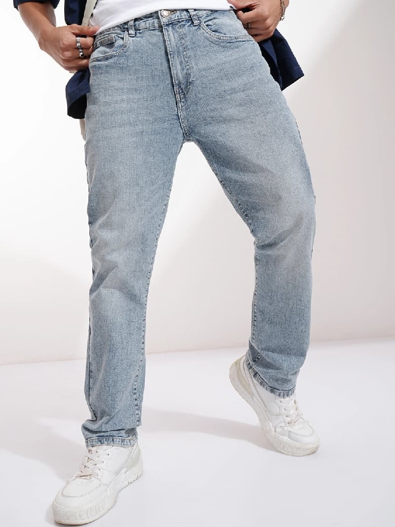 Men's Blue Casual Straight Fit Jeans