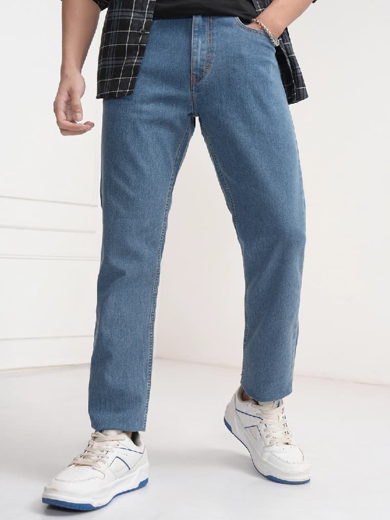 Men's Blue Casual Tapered Fit Jeans