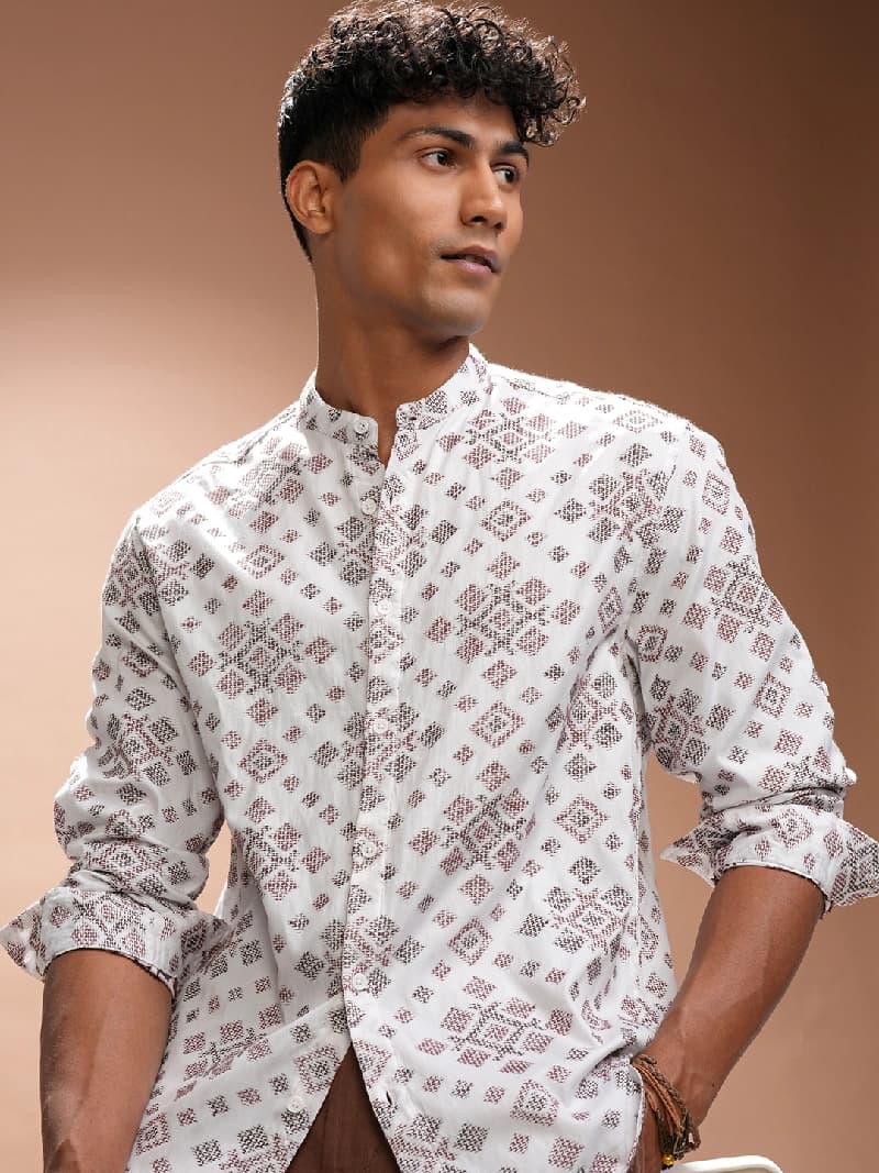 Men's Multicolor Casual Geometric Regular Fit Shirt