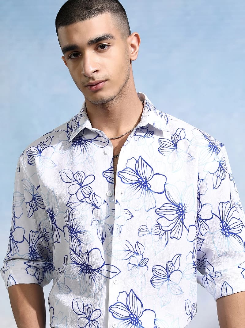 Men's Multicolor Casual Textured Regular Fit Shirt