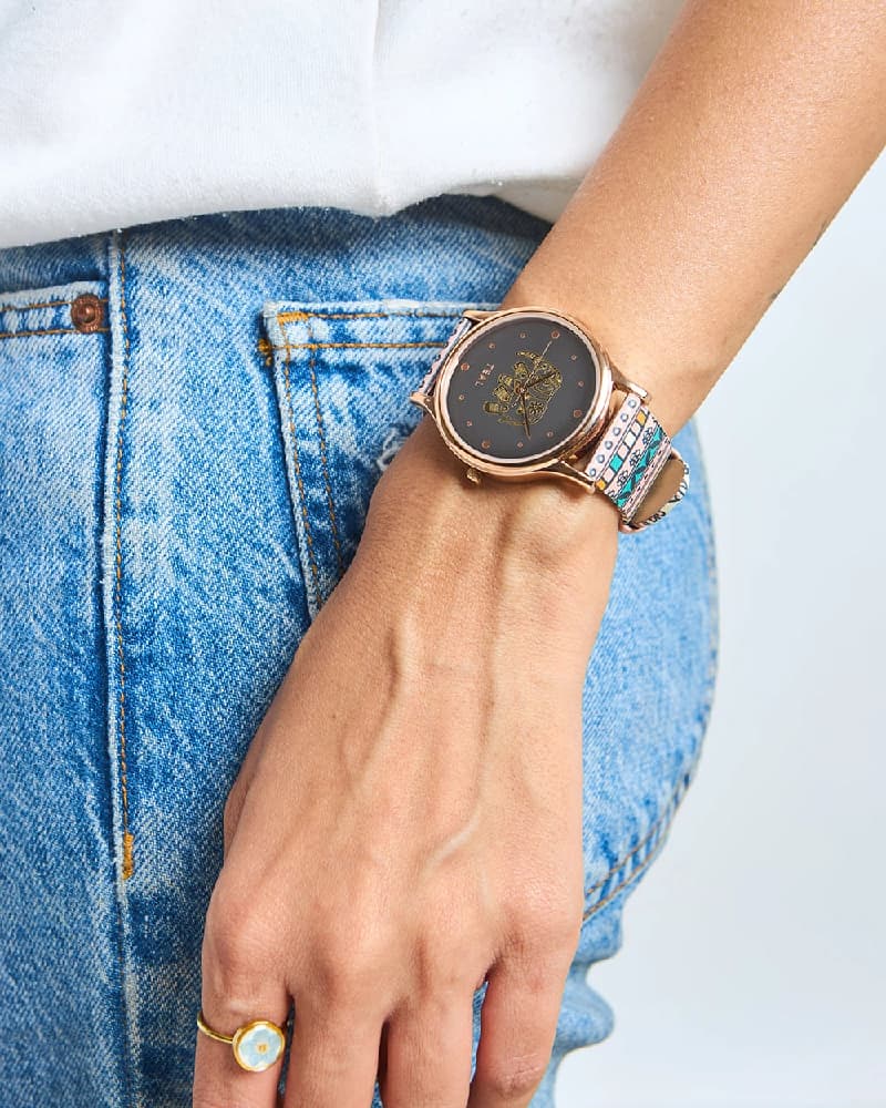 Women's Black Canvas Quartz Carnival Elephant Analog Digital Watch