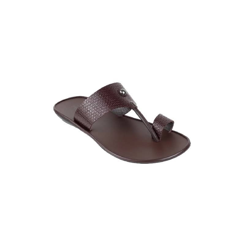 Men's Brown Casual Leather Round Toe Kolhapuri Chappal