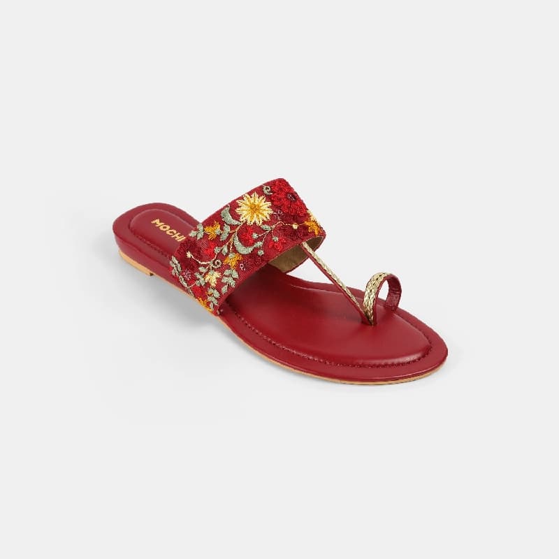 Women's Red Casual Synthetic Open Toe Slip-Ons Sandals