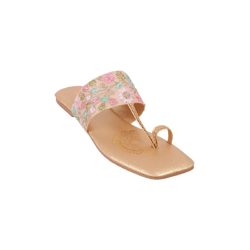 Women's Gold Casual Synthetic Open Toe Slip-Ons Sandals