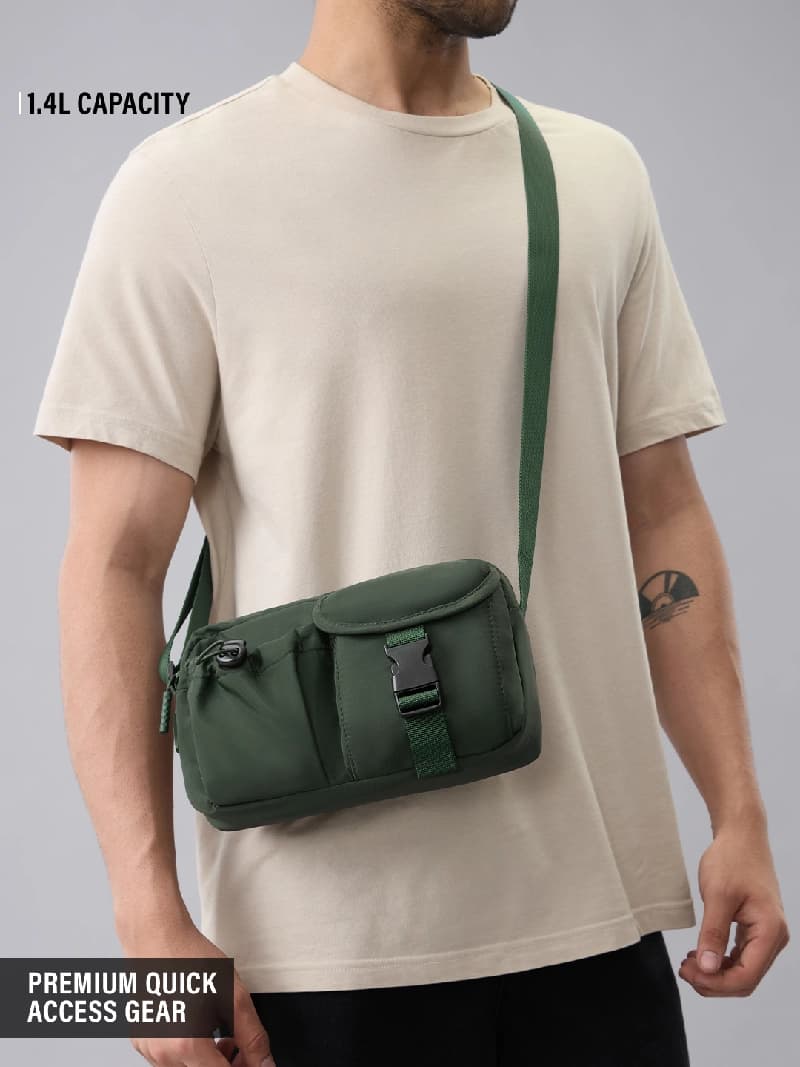 Unisex Green Solid Cargo Pack Green Fanny Crossbody Bag