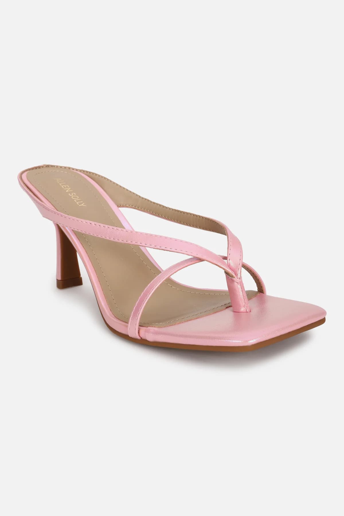 Women's Formal Pink Sheen Effect Open-Toe Slim Heels