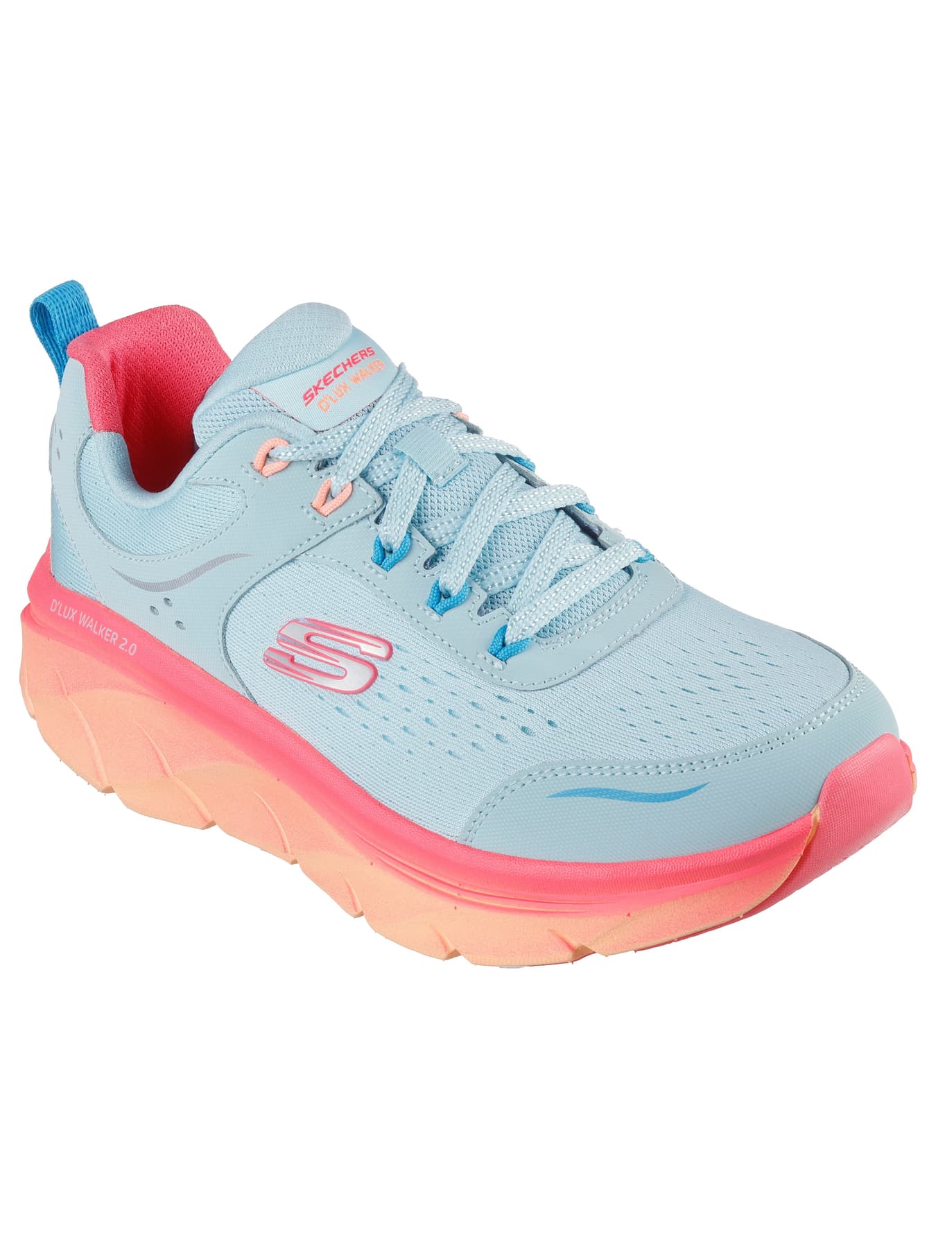 Women's Aqua and Multi Casual Lace-Up D'Lux Walker 2.0-Neon Sites Sneakers