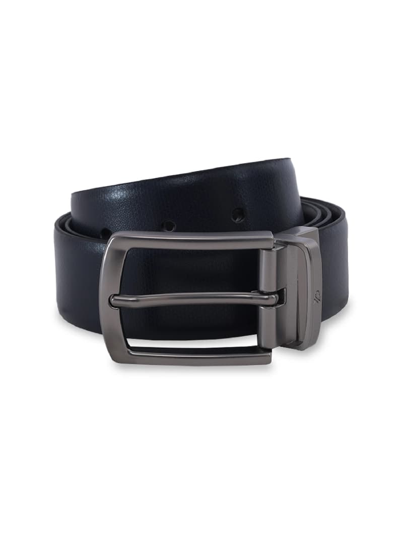 Men's Navy Casual Textured Push Pin Leather Belt