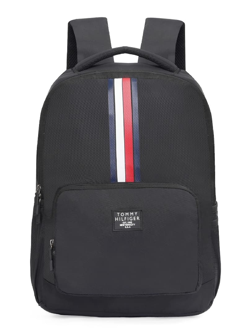 Unisex Black Smart Casual Printed Polyester Backpack